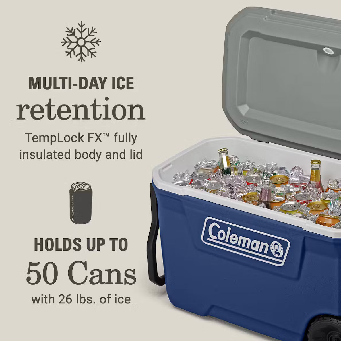 CONSERVADORA COLEMAN CON RUEDA 62QT AZUL