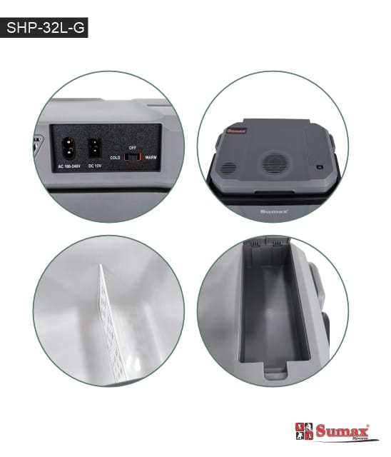 HELADERA PORTATIL SUMAX 32L 12V/110V-240V GRIS OSCURO
