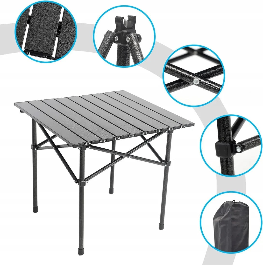 MESA PLEGABLE NEGRA 50X50X53