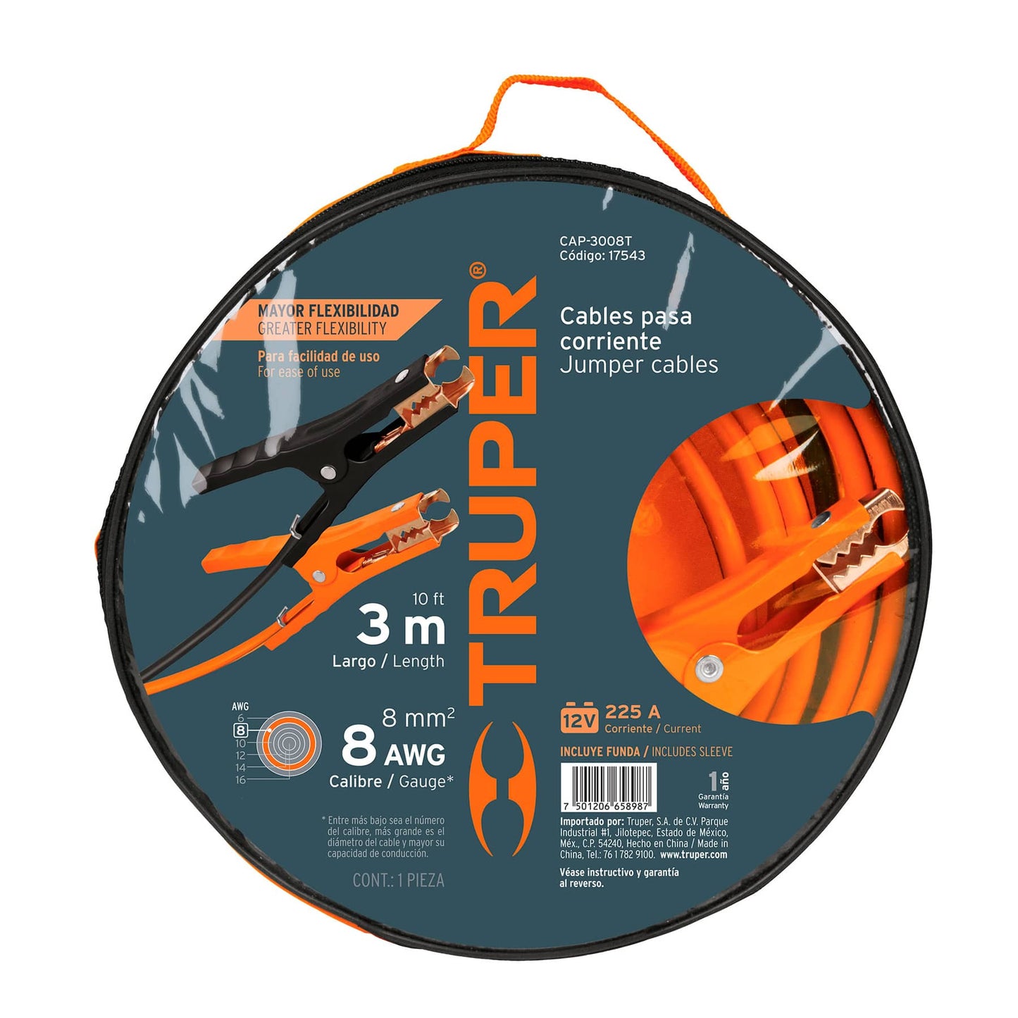 CABLE DE ACOPLE TRUPER 3MTS. 8 AWG.