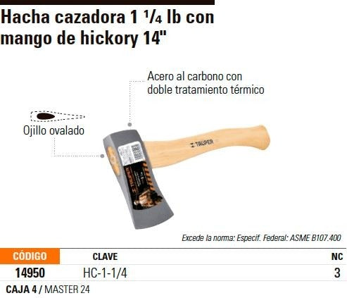 HACHA TRUPER MANGO DE MADERA 1-1/4 LB.