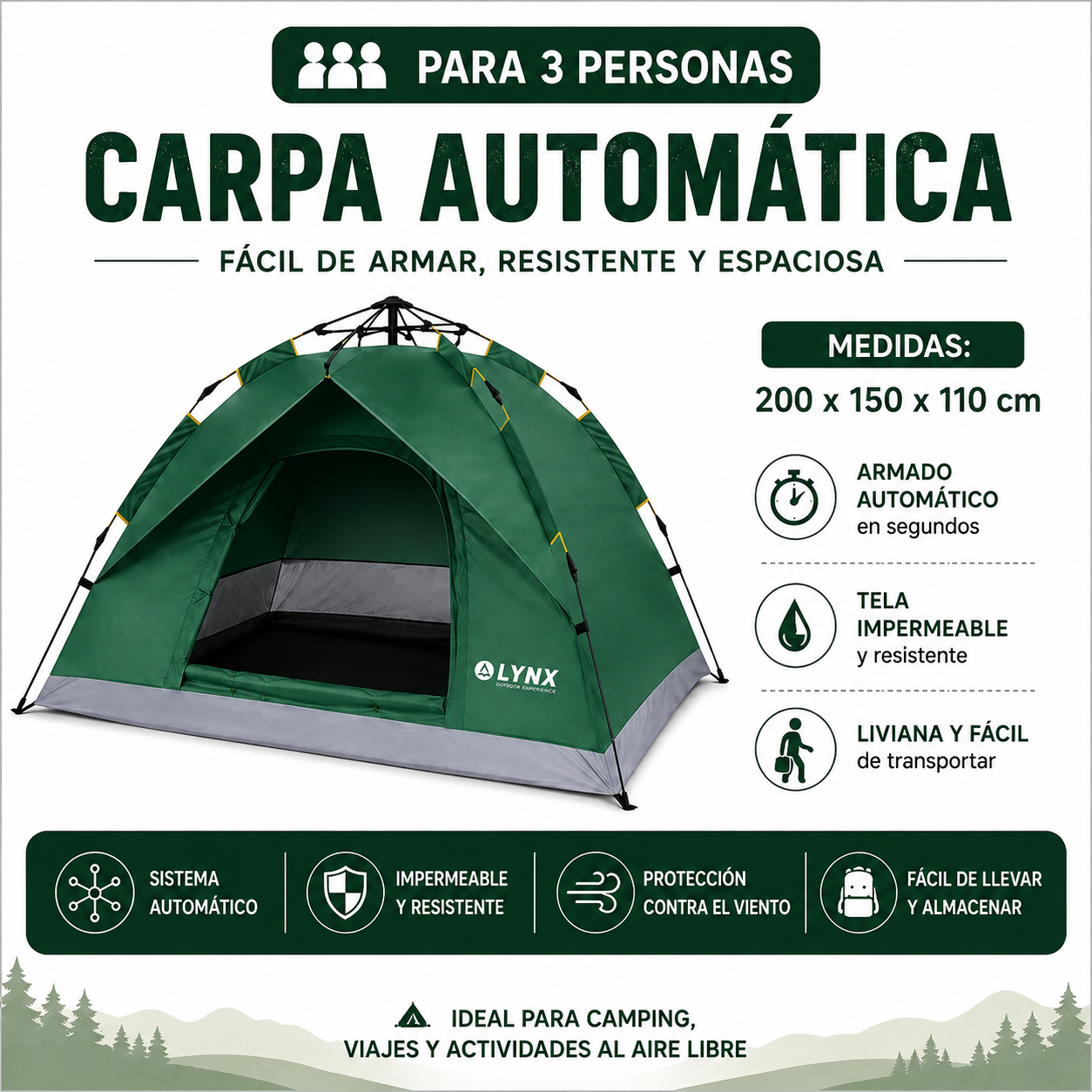 CARPA LYNX AUTOMATICA GB-132-2 P/ 3 PERSONAS