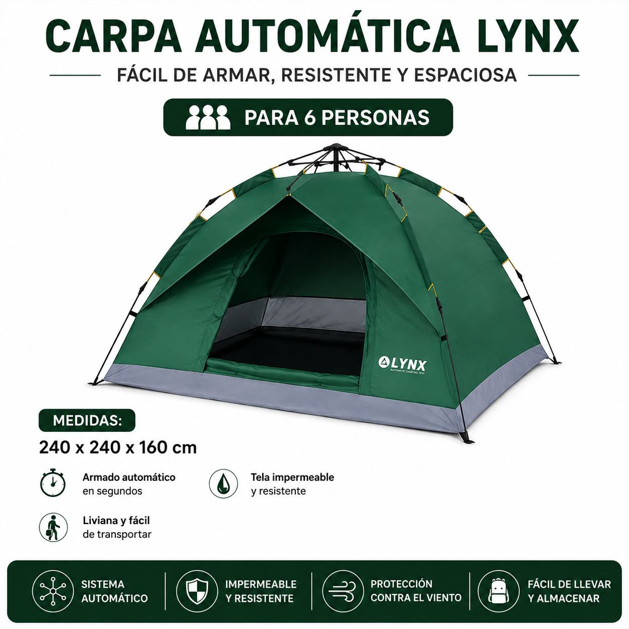 CARPA LYNX AUTOMATICA GB-109-5 P/ 6 PERSONAS