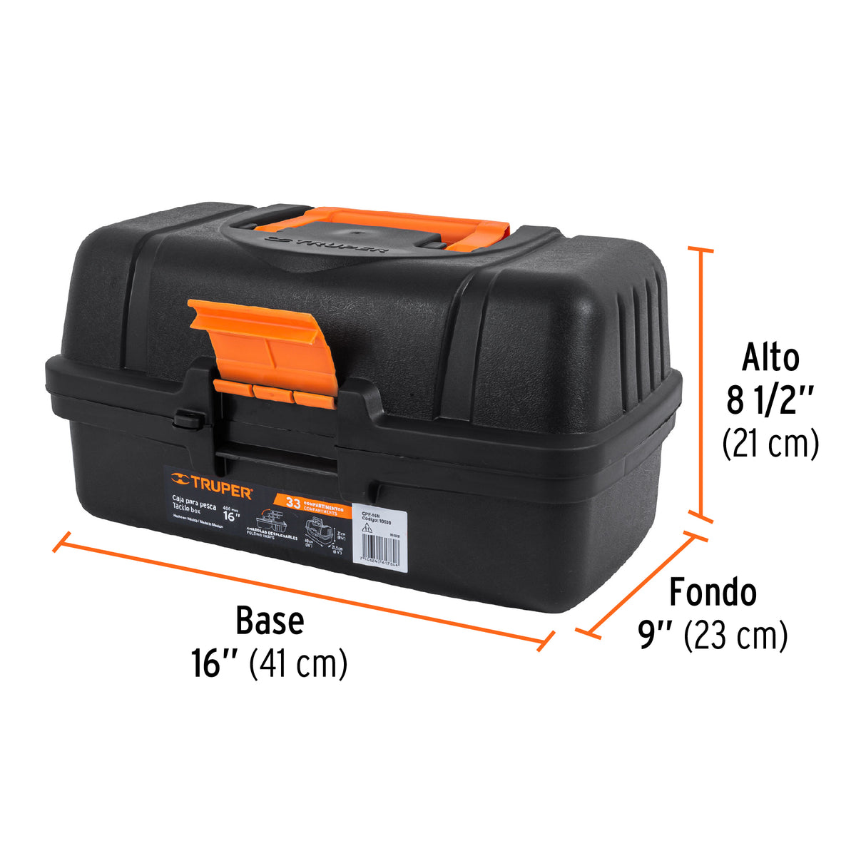 CAJA DE PESCA TRUPER CPE-16 GRIS Y NARANJA