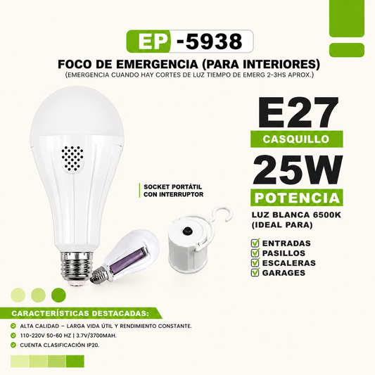 FOCO DE EMERGENCIA RECARGABLE ECOPOWER EP-5938