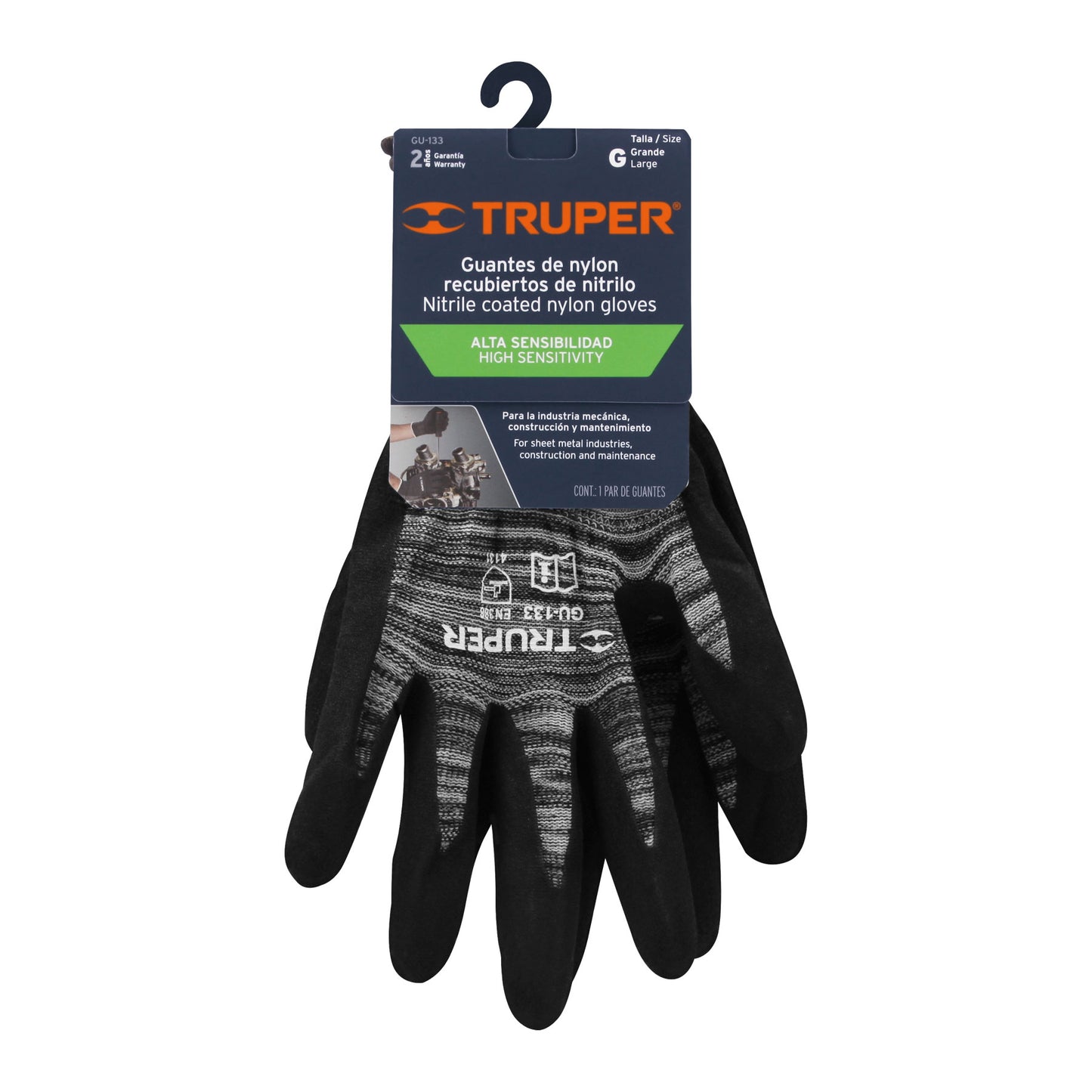 GUANTES DE NYLON RECUBIERTOS DE NITRILO ARENOSO G, TRUPER