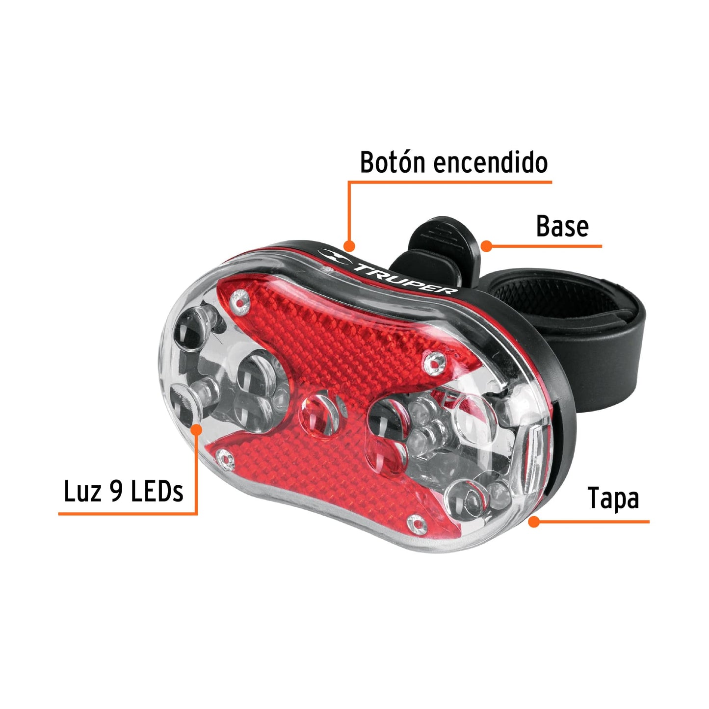 LINTERNA TRASERA PARA BICICLETA 9 LEDs