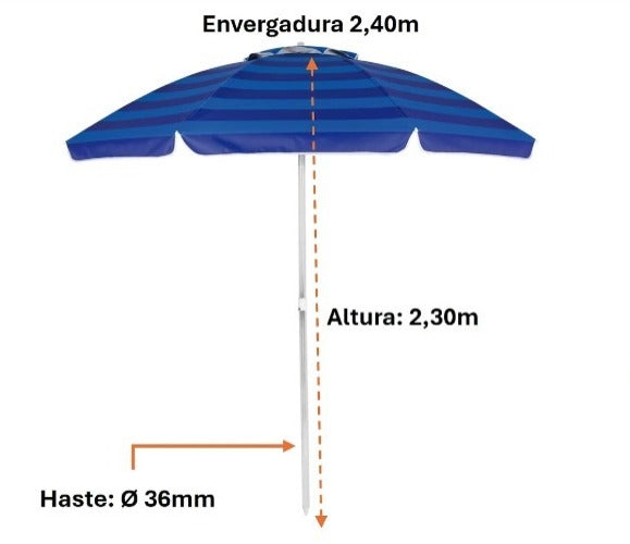 SOMBRILLA MOR AZUL 2.4MT M03741