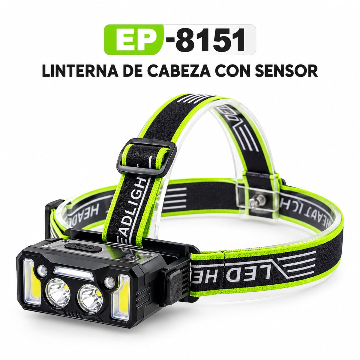 LINTERNA DE CABEZA CON SENSOR 6 LED + 2 COB EP-8151