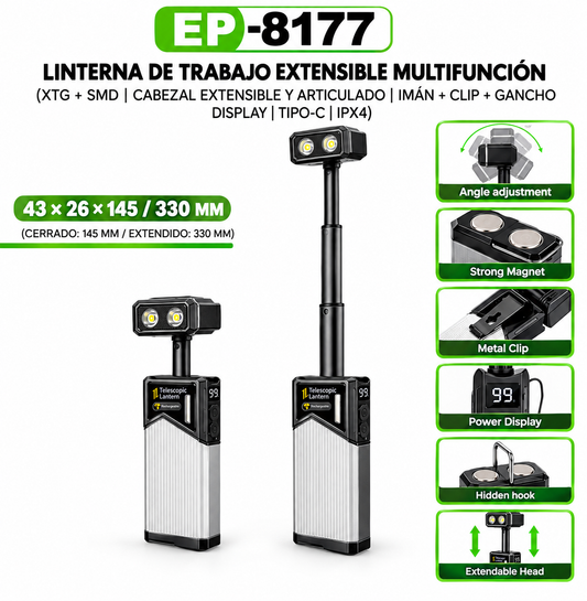 LINTERNA DE TRABAJO EXTENSIBLE MULTIFUNCION EP-8177