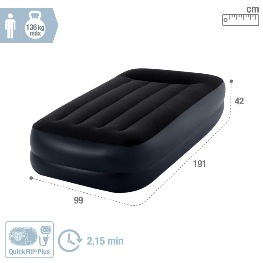 COLCHON INFLABLE PLUS-REST C/RESPALDO DE ALMOHADA TWIN 99X191X42CM 64122