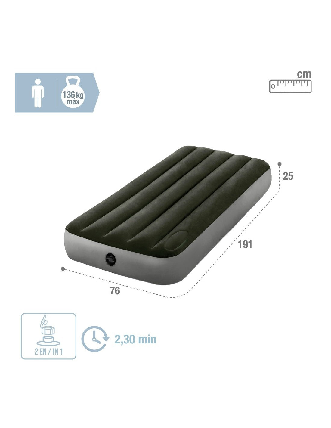 COLCHÓN INFLABLE INTEX 76x191x25 cm