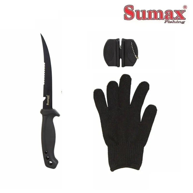 CUCHILLO FILETEADOR SUMAX 6.5" CON GUANTE Y AFILADOR