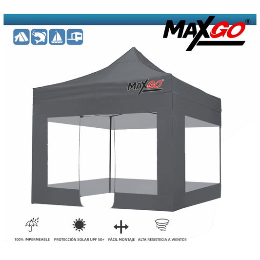 LONA P/ TOLDO GRIS CON PUERTA, TRANSPARENTE